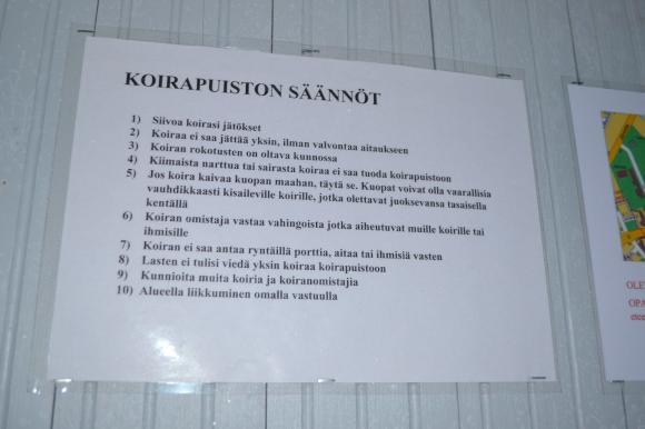 koirapuiston säännöt