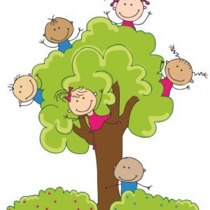 piirroskuva lapsia puussa