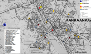 Lajittelupisteiden karttakuva