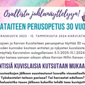 Honkajoen Kuvataiteen perusopetus täyttää 30 vuotta – entisiä kuvislaisia kutsutaan mukaan juhlanäyttelyyn