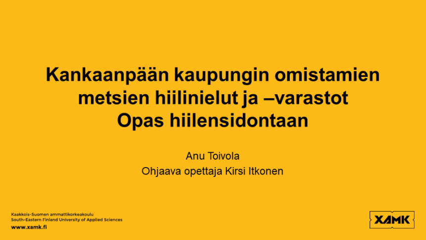 Opinnäytetyössä selvitettiin Kankaanpään kaupungin omistamien metsien hiilinielut ja -varastot