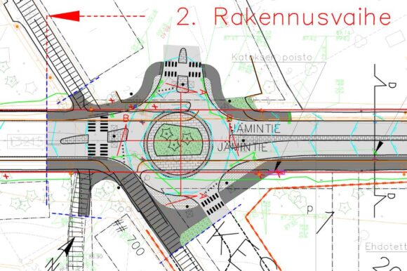 Karttakuva Jämintien kiertoliittymän suunnitelmasta