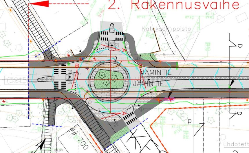 Karttakuva Jämintien kiertoliittymän suunnitelmasta