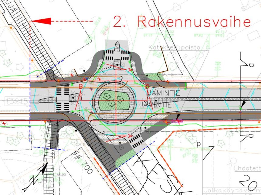 Karttakuva Jämintien kiertoliittymän suunnitelmasta