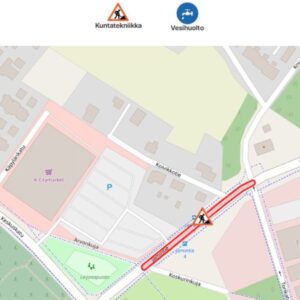 Karttakuva Jämintien katutyömaasta