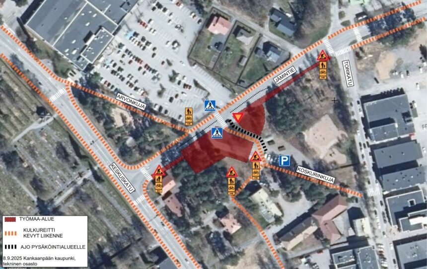 karttakuva Jämintien työmaa-alueesta