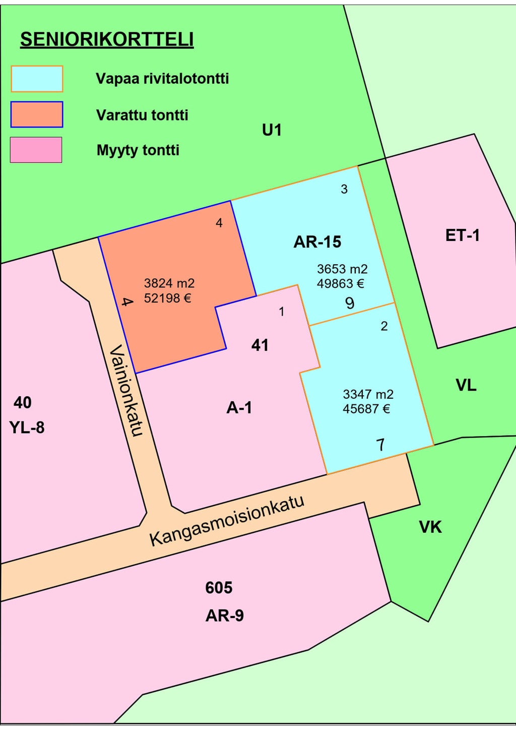 Seniorikorttelin tontit