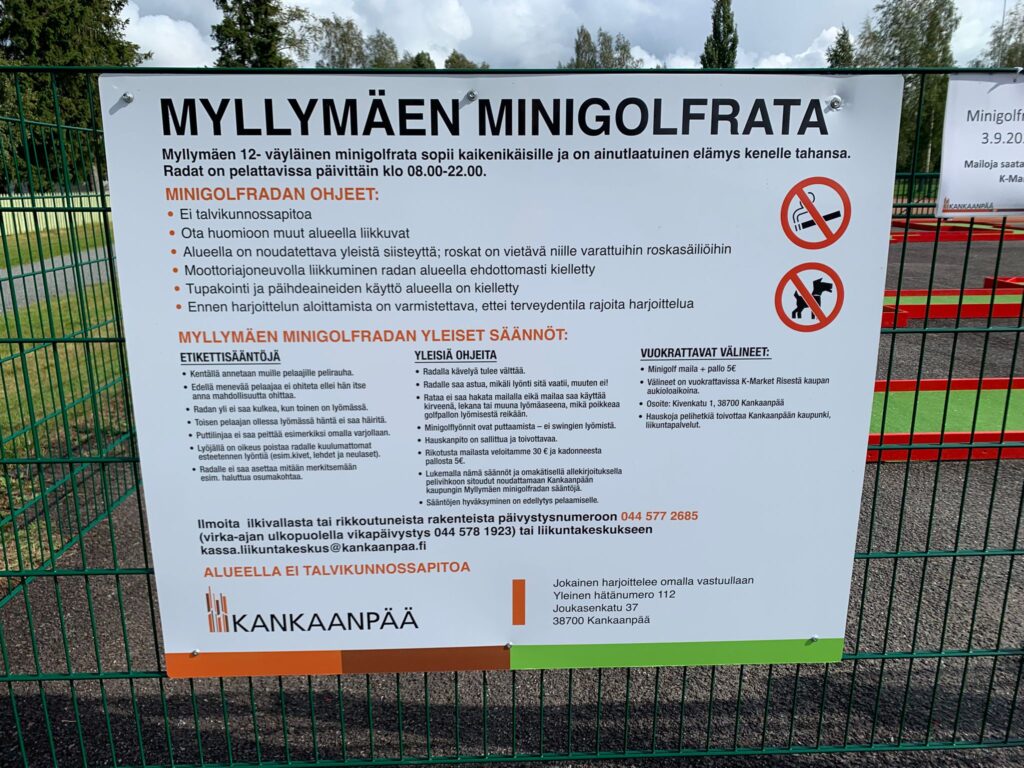 Minigolfradan käyttösäännöt
