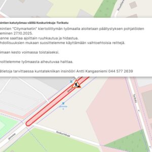 tiedoteteksti kartan päällä
