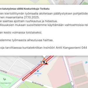 tiedoteteksti kartan päällä