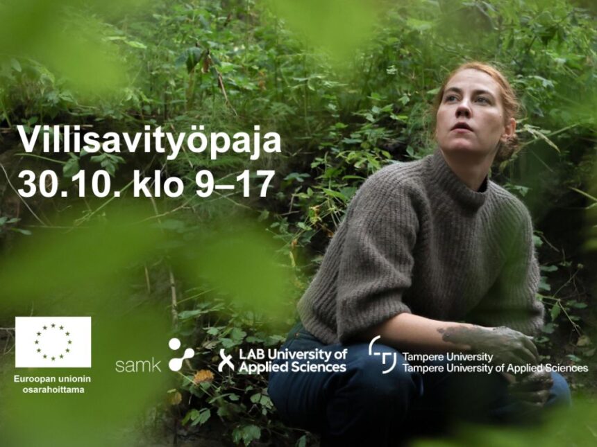 henkilö luonnossa, saviset kädet