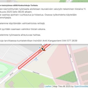 Kuvakaappaus häiriötiedotteesta