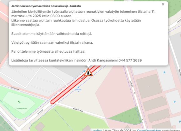 Kuvakaappaus häiriötiedotteesta