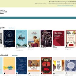 e-kirjasto_selainnäkymä_etusivu Kuva E-kirjaston selainnäkymän etusivusta