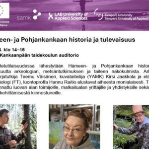 tapahtumamainos Pääosin tekstiä sisältävä tapahtumamainos liittyen Hämeen- ja Pohjankankaan historiaan ja tulevaisuuteen