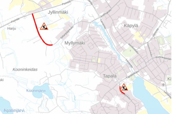 Päällystystöitä Halmeenkadulla ja Opistonkadun kevyenliikenteen väylällä