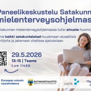 Paneeli2026 Satakunnan alueellinen asiantuntijapaneeli mielenterveysohjelmasta 29. toukokuuta 2026 klo 13–15