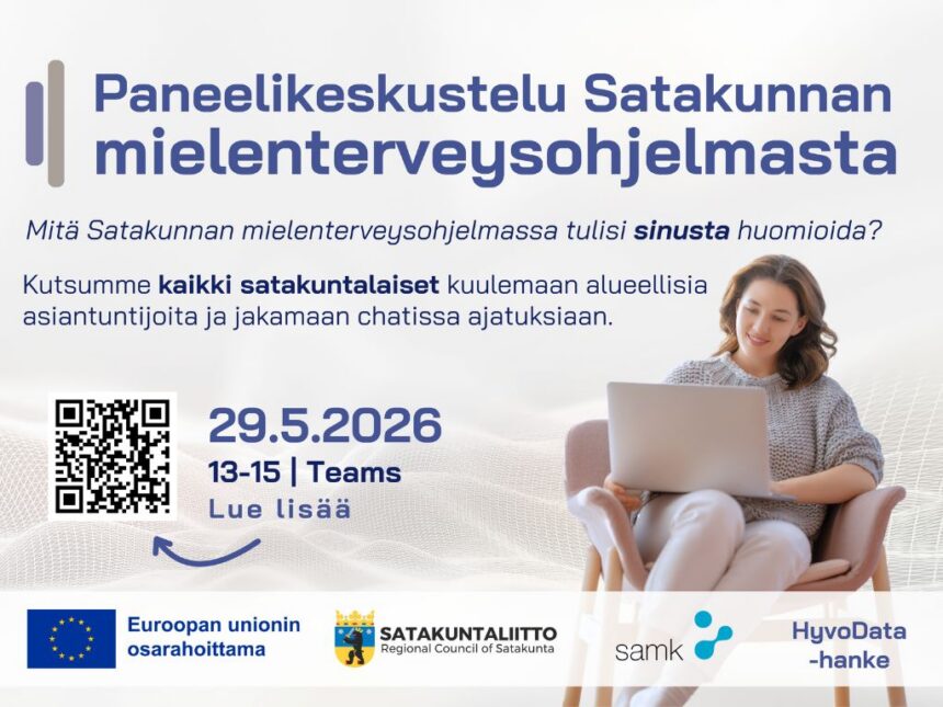 Paneeli2026 Satakunnan alueellinen asiantuntijapaneeli mielenterveysohjelmasta 29. toukokuuta 2026 klo 13–15
