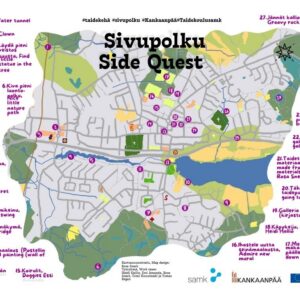 taidekartta Taidesuunnistusta varten tehty kartta kohteineen