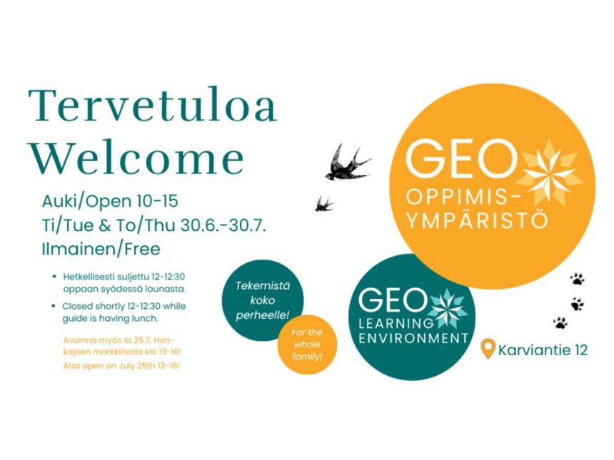 GEO2026 GEO-oppimiskeskus avoinna heinäkuussa 2026