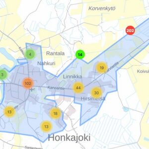 Hjoki katko 260609 Karttakuva alueesta, jota katko koskee.