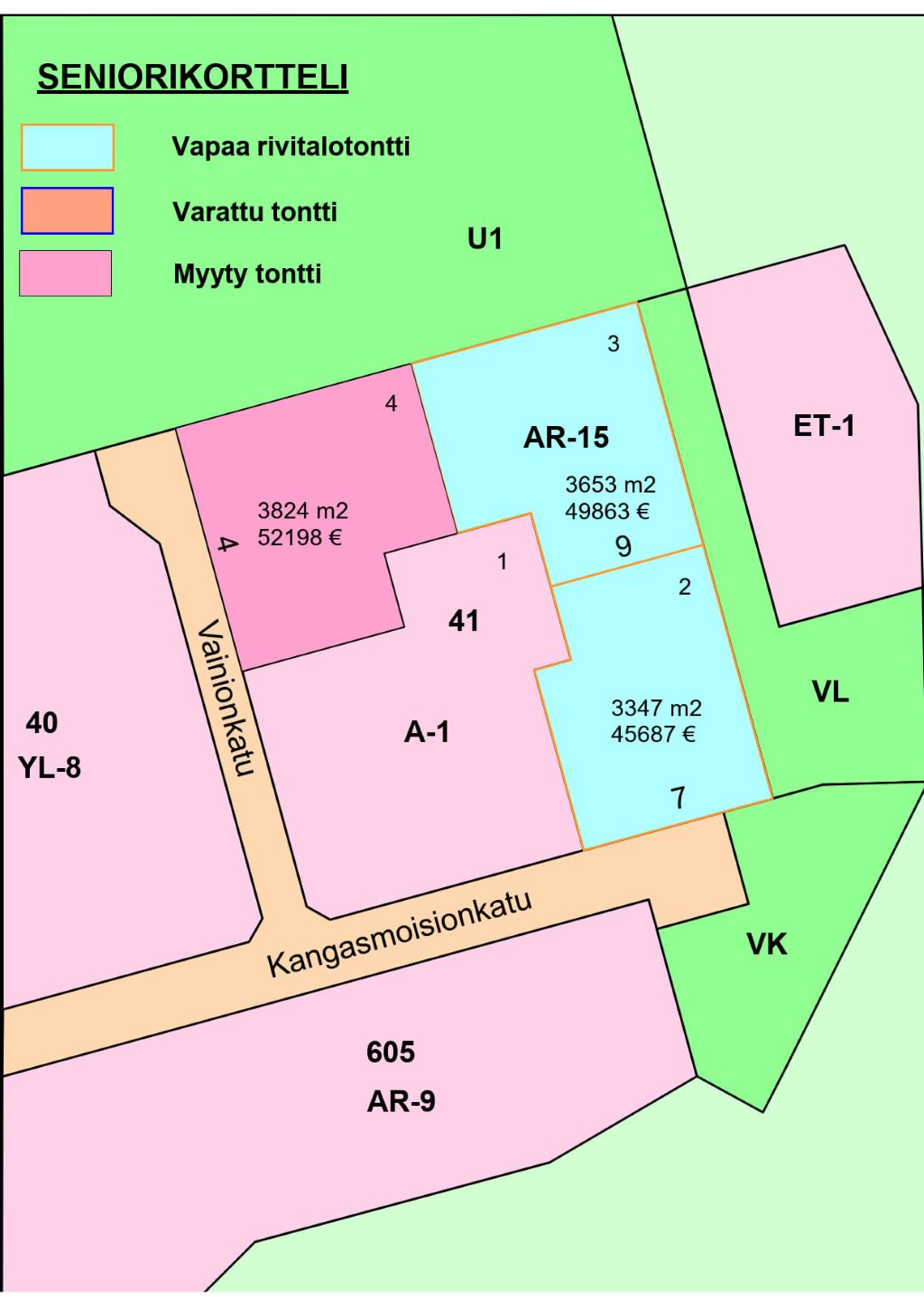 Seniorikorttelin tontit