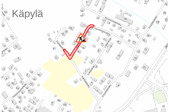 Saneeraustöitä Sarvannonkadulla