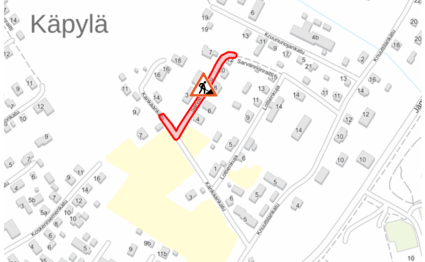 Sarvannonkatu Saneeraustöitä Sarvannonkadulla