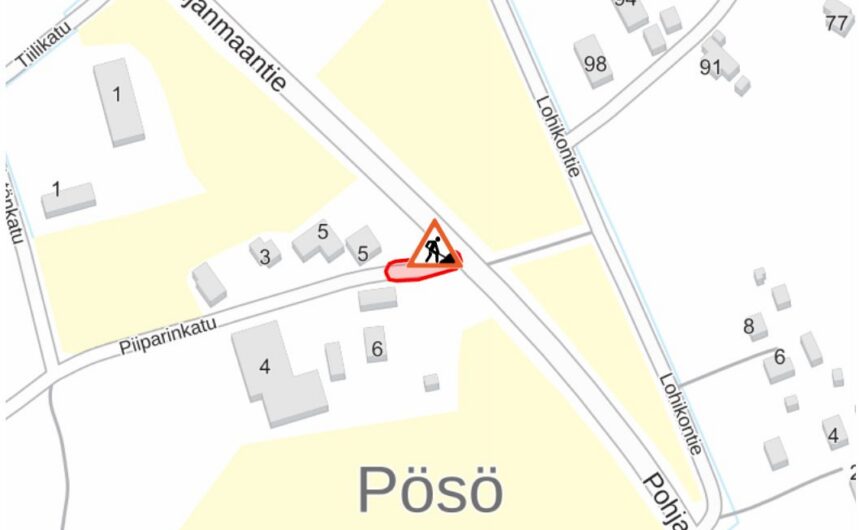 Piiparinkatu Piiparinkadun ja Pohjanmaantien liittymässä päällystystöitä 23. lokakuuta